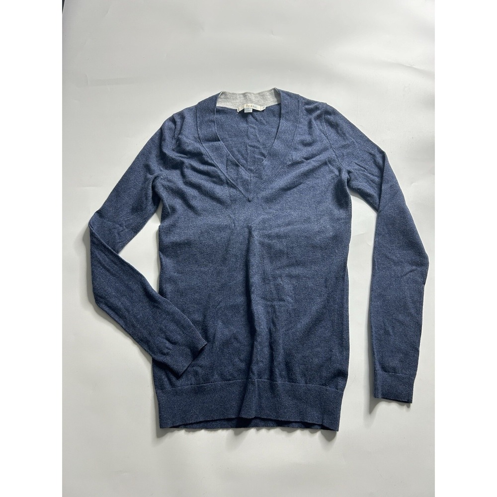Boden Sweater Women's XS Wool Cotton Blend V-Neck Blue Casual Pullover